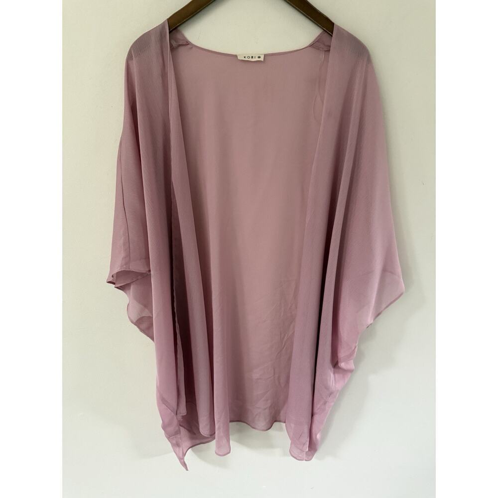 Kori Womens Pink 3/4 Sleeve Open Front Kimono Wrap S/M Festival Boho Hippie